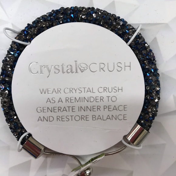 Blue and Gray Miniature Crystal Bangle Bracelet - Picture 4 of 4